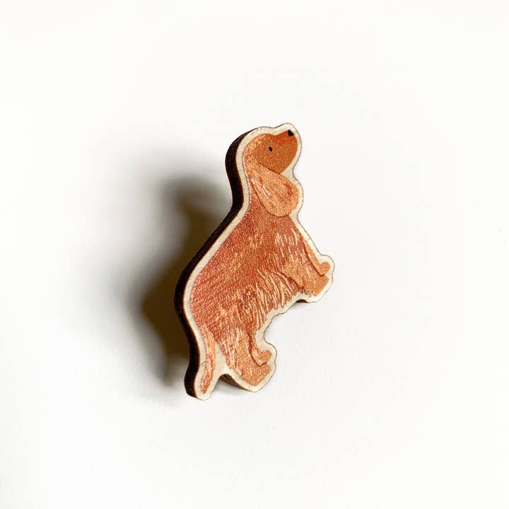 Tom Hardwick – wholesale Lapel pin/button – Cocker Spaniel Wooden Dog Pin - Responsibly Sourced Birch3