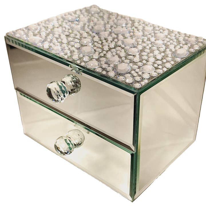 Boîte à bijoux en verre argenté carré 3038 pour la vente par Mele and Co UK/ EU