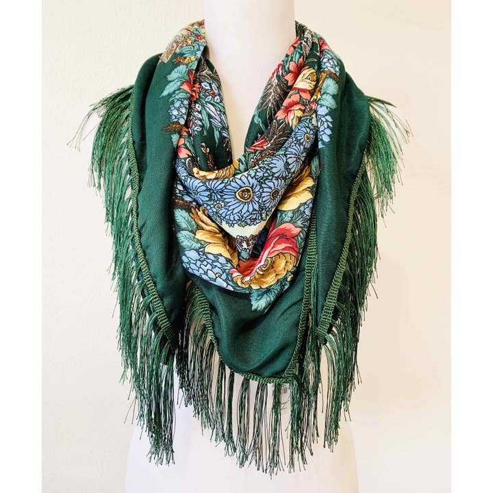 JC Sunny Fashion - Wholesale Scarf - Women's - JC023321 Western Vibe Long Fringe Floral Square Scarf/Shawl1