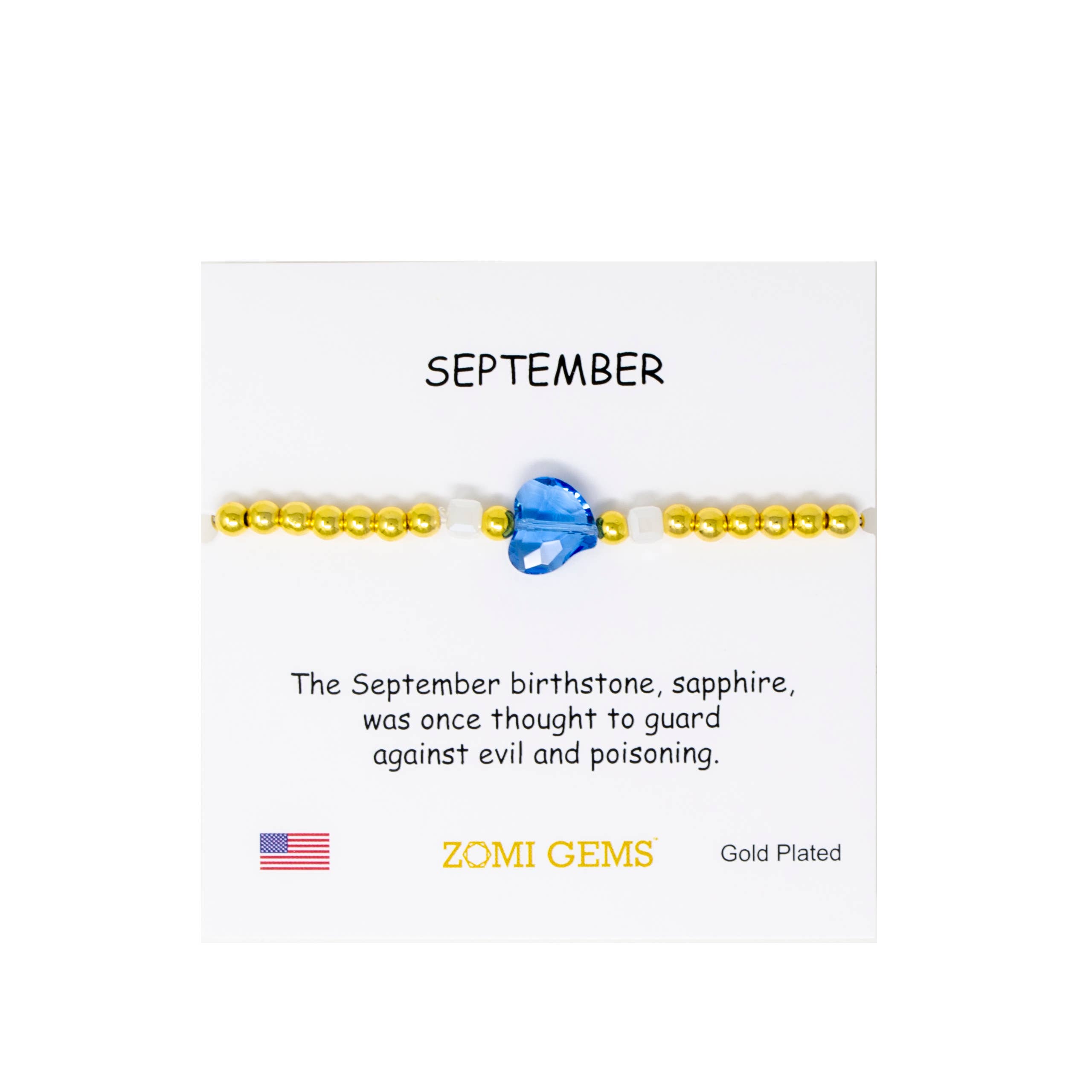 Tiny Treats and ZOMI GEMS - Wholesale Beaded Bracelet - Kids - Stretchy Gold Bead Heart Birthstone Bracelets for Kids5