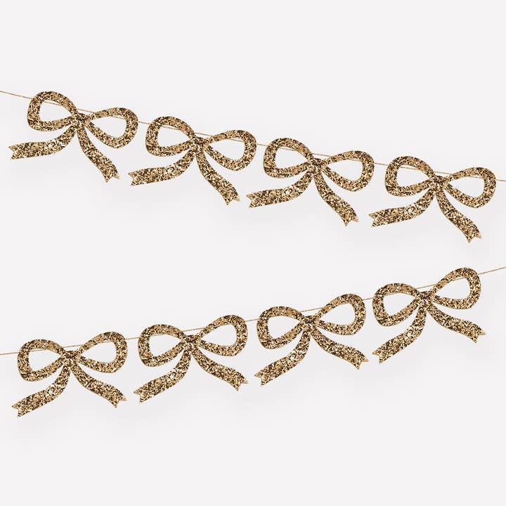 Gold Glitter Bow Garland for wholesale by Meri Meri
