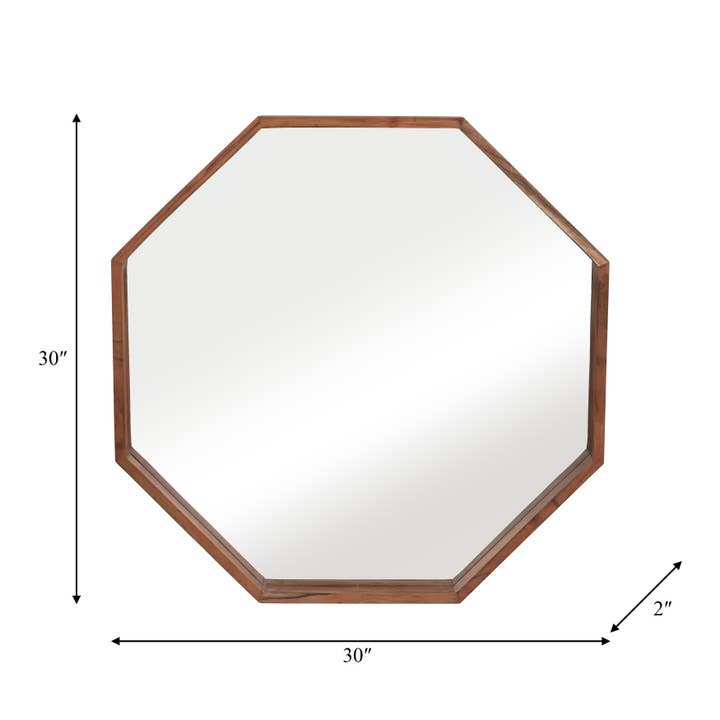 Sagebrook Home - Wholesale Wall Mirror - Cherry 30 in. Wood Octagon Cherry Finish Framed Mirror