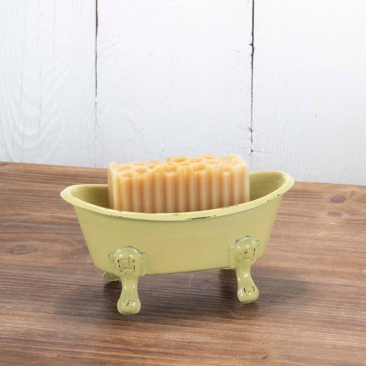 Yellow Distressed Enamel Bathtub Soap Dish for wholesale by Foreside Home & Garden