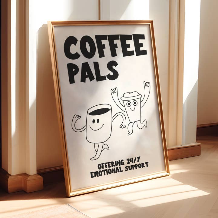 Impression rétro Coffee Pals pour la vente par Mother & Sun Studio