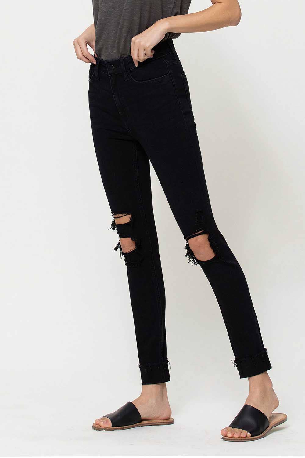 OVER YOU HIGH RISE DISTRESSED FRAYED CUFFED SKINNY JEANS F4081 for wholesale on Faire7