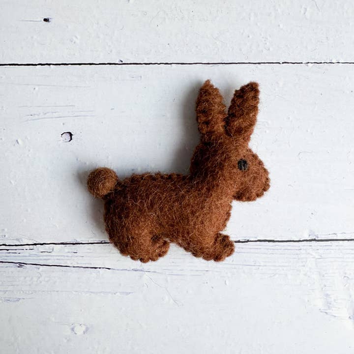 Sewing Seeds Play - Wholesale Decorative Tabletop Object - One Felt Chocolate Brown Easter Bunny
