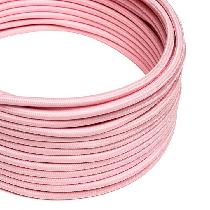 Câble textile Rose Bébé brillant - L'Original Creative-Cables - RM16 pour la vente par LIGHTINUP S.R.L.