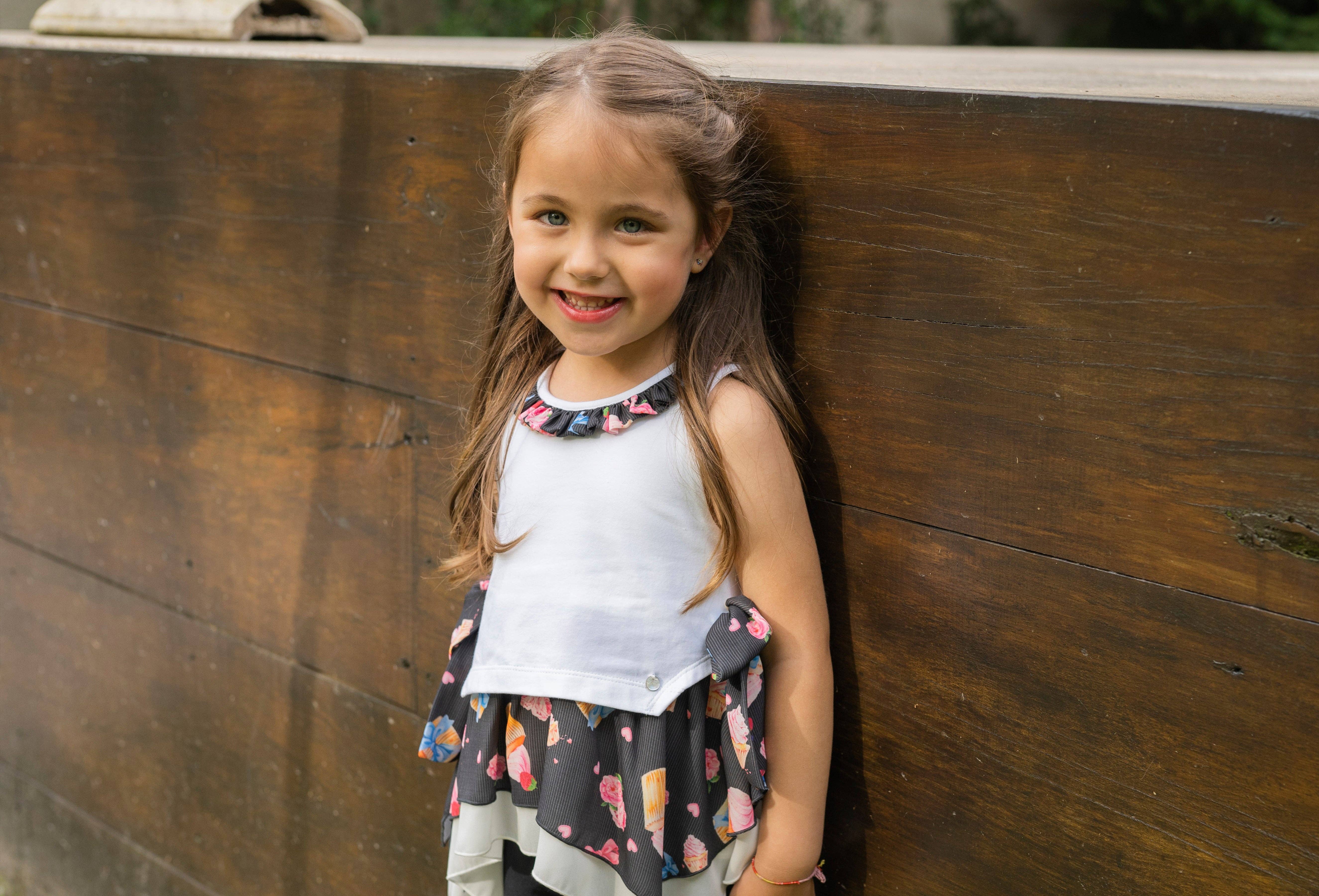 Pink PS23S005006-Pink leggings with colorful cupcake pattern for wholesale on Faire1