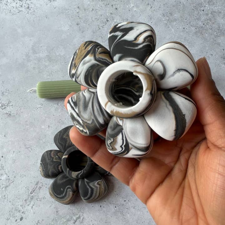Floral Candle Stick Holders / Marble Candle Stick Holders for wholesale by AlphaGrayArt