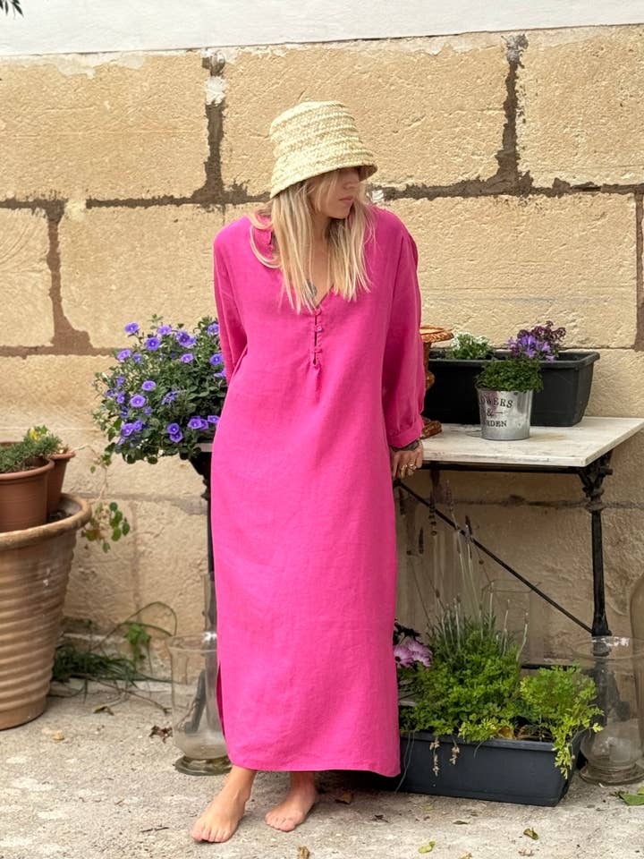 A PEACE OF IBIZA ® COLLECTION - Vendita all'ingrosso Vestito - Donna - Abito FRESNO in lino belga2