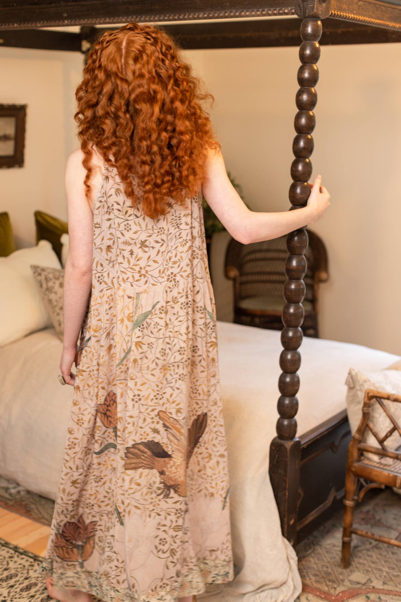 Market of Stars (USA) - Wholesale Dress - Women's - Folklore Bohéme Long Maxi Slip Dress w/ Bird of Peace Art4