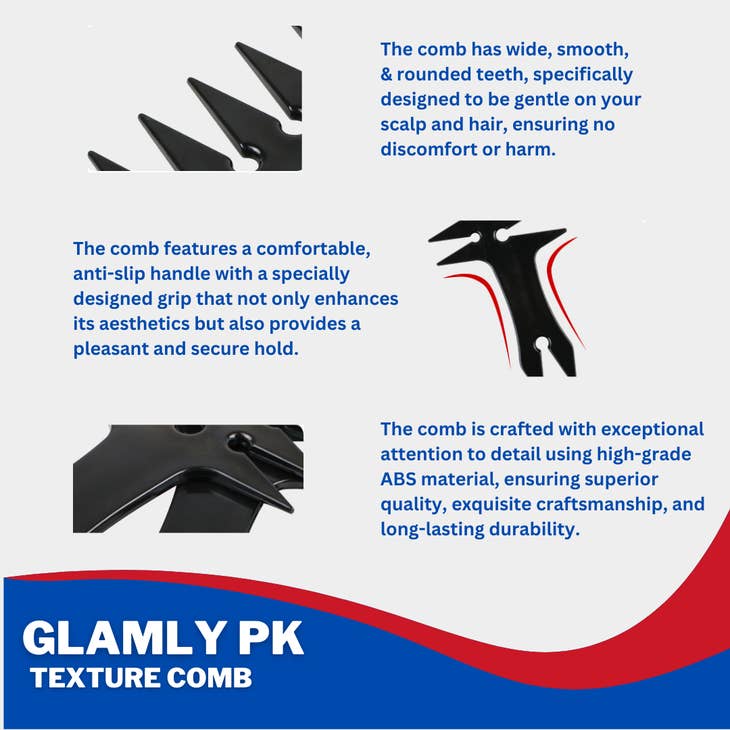 Wholesale GLAMLY PK Texture Comb: Wide Teeth Hair Styling Barbers