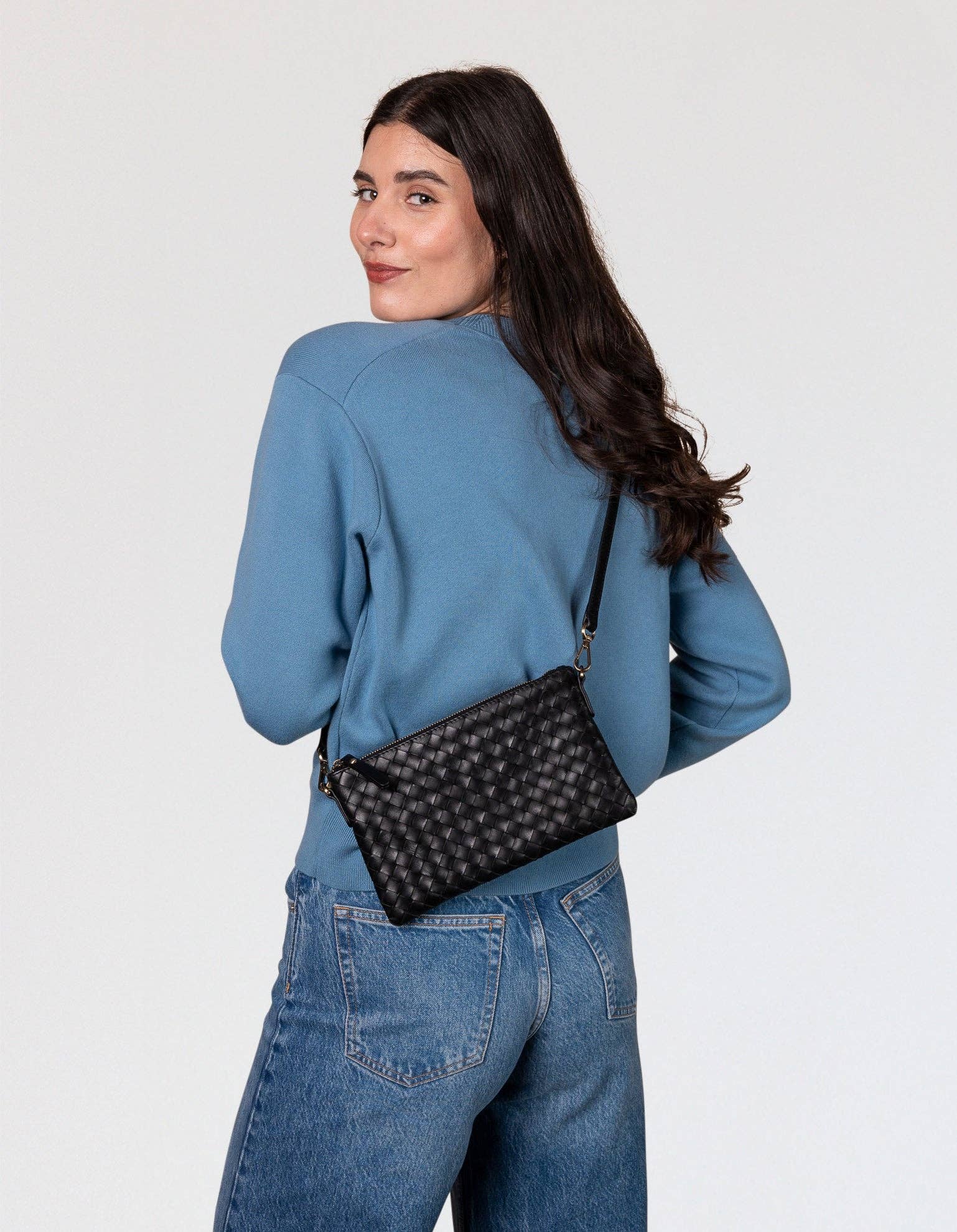 O My Bag - Wholesale Crossbody Bag - Women's - Lexi -  Black Woven Classic Leather6