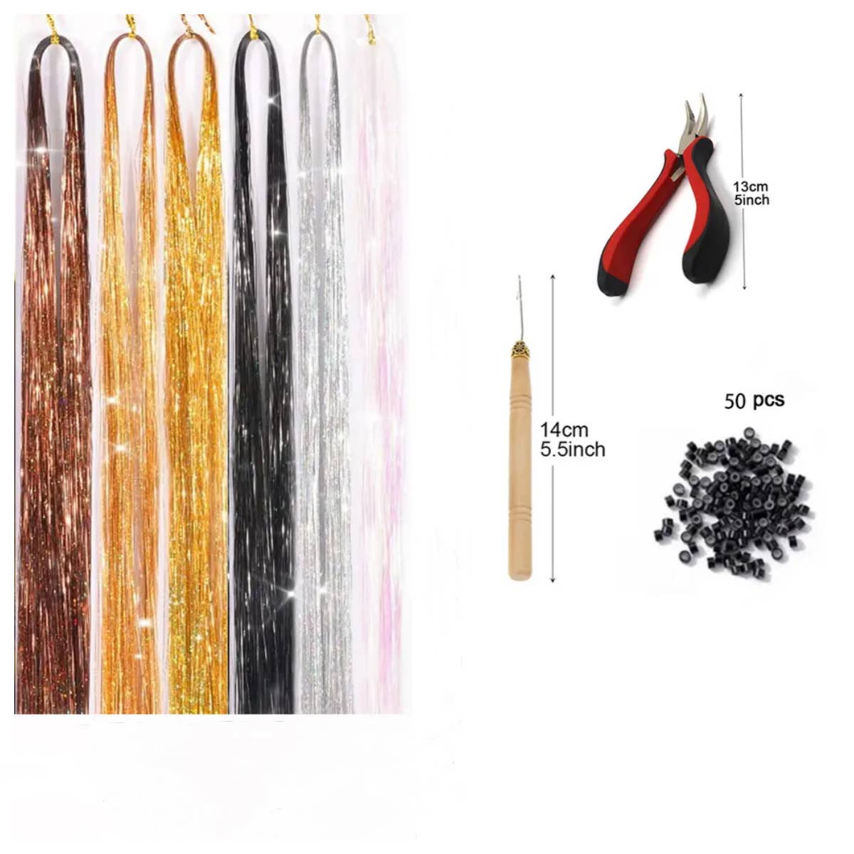 AK Brand - Vente Extensions de cheveux - Kit de Tinsels Étincelants pour Extensions de Cheveux14