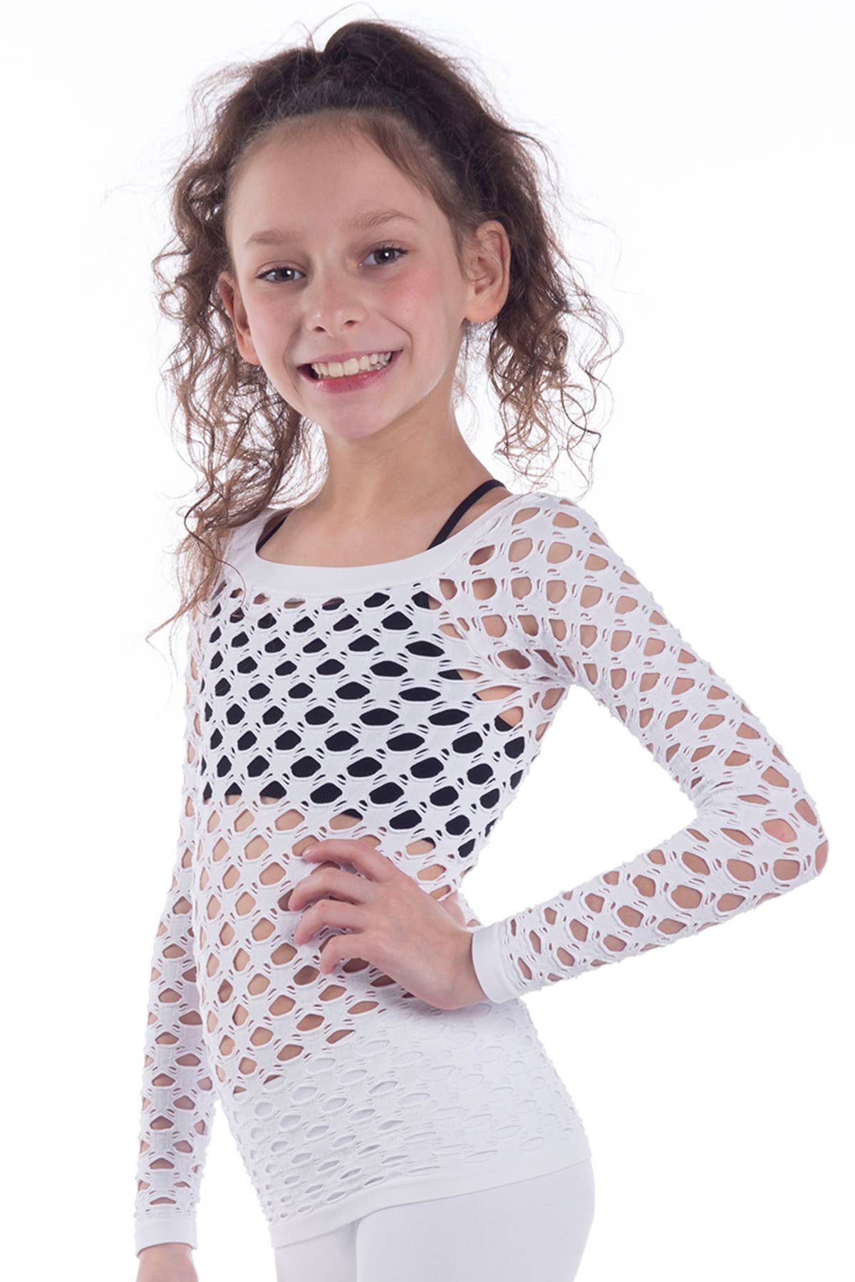 KurveShop - Wholesale Knit Top - Kids - KIDS LONG SLEEVE FISHNET TOP5