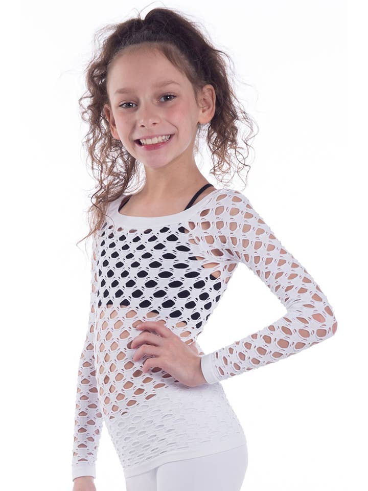 KurveShop - Wholesale Knit Top - Kids - KIDS LONG SLEEVE FISHNET TOP5