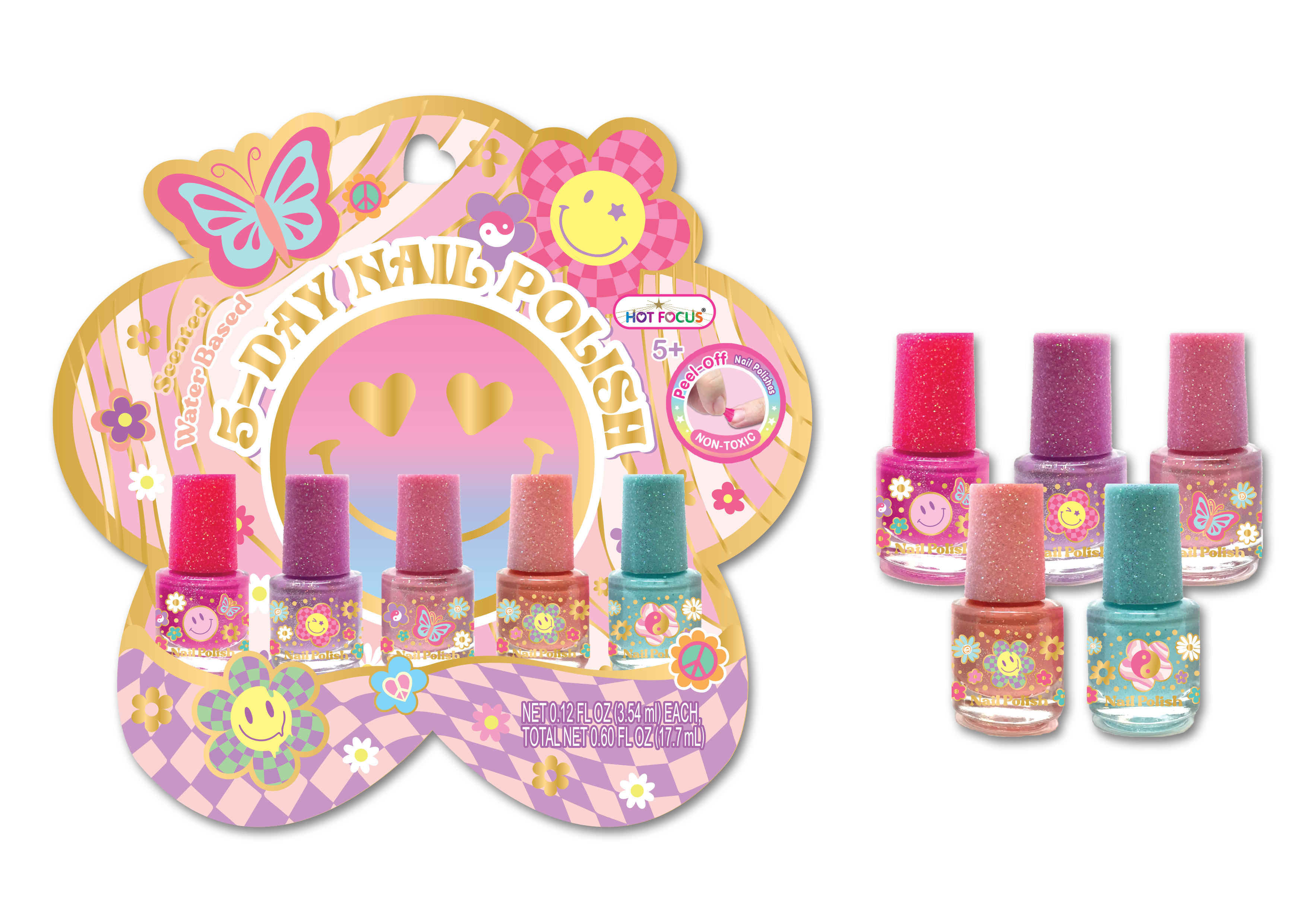 Hot Focus, Inc. - Wholesale Nail Polish - Kids - 5 Day Nail Polish, Groovy Flower0