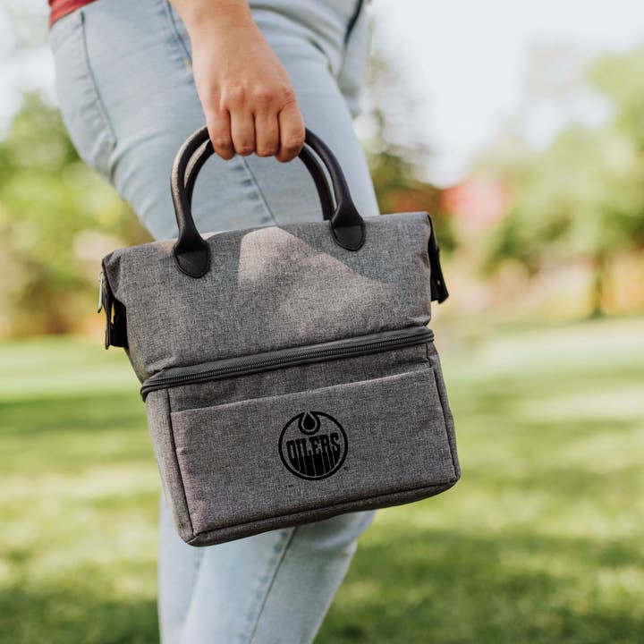 Gray with Black Accents Edmonton Oilers Urban Lunch Bag for wholesale on Faire