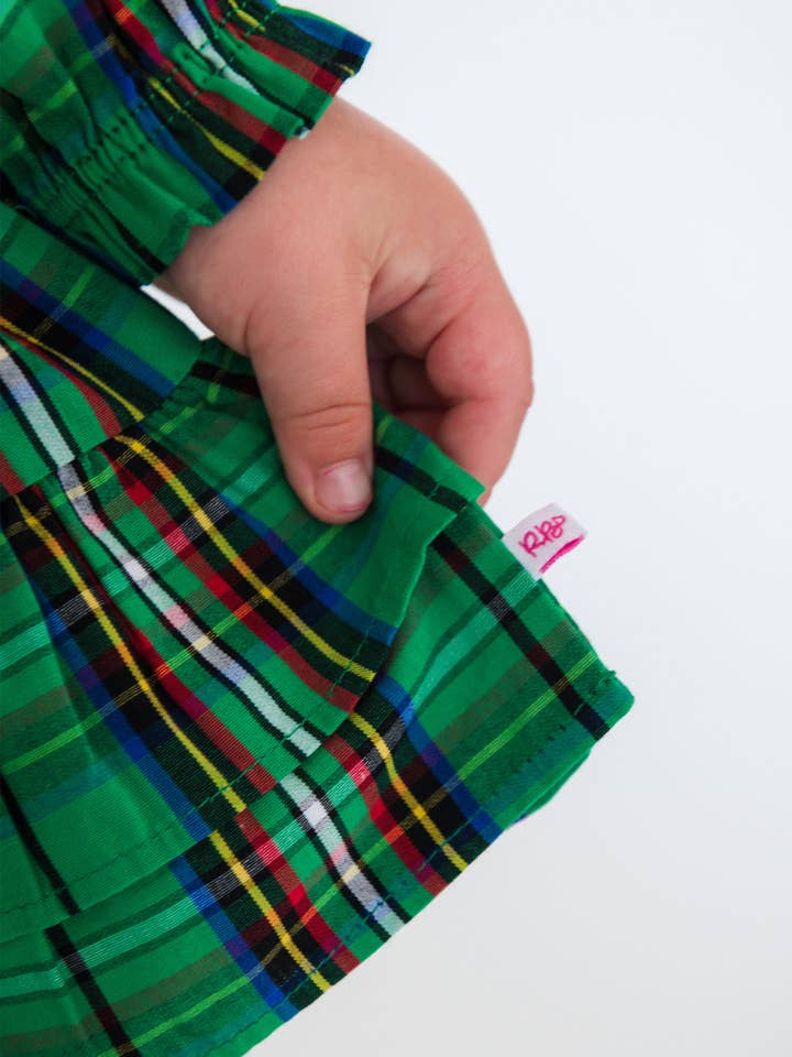 Grøn Piger Grøn Nicholas Plaid Vævet Langærmet Vandfaldssløjfe Kjole for engroshandel på Faire4