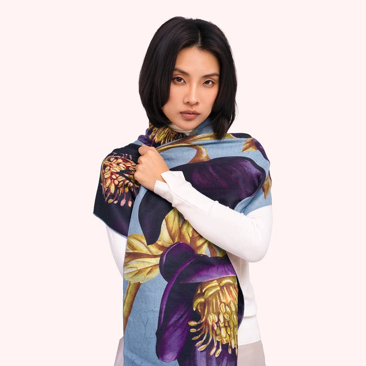 *Pre-Order AW26* Hellebore Lux Print Scarf for wholesale by Powder Design inc - US