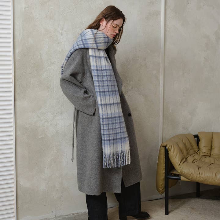 Dipped Shop - Wholesale Scarf - Women's - Plaid Color Block Mohair Warm Scarve DPS13131