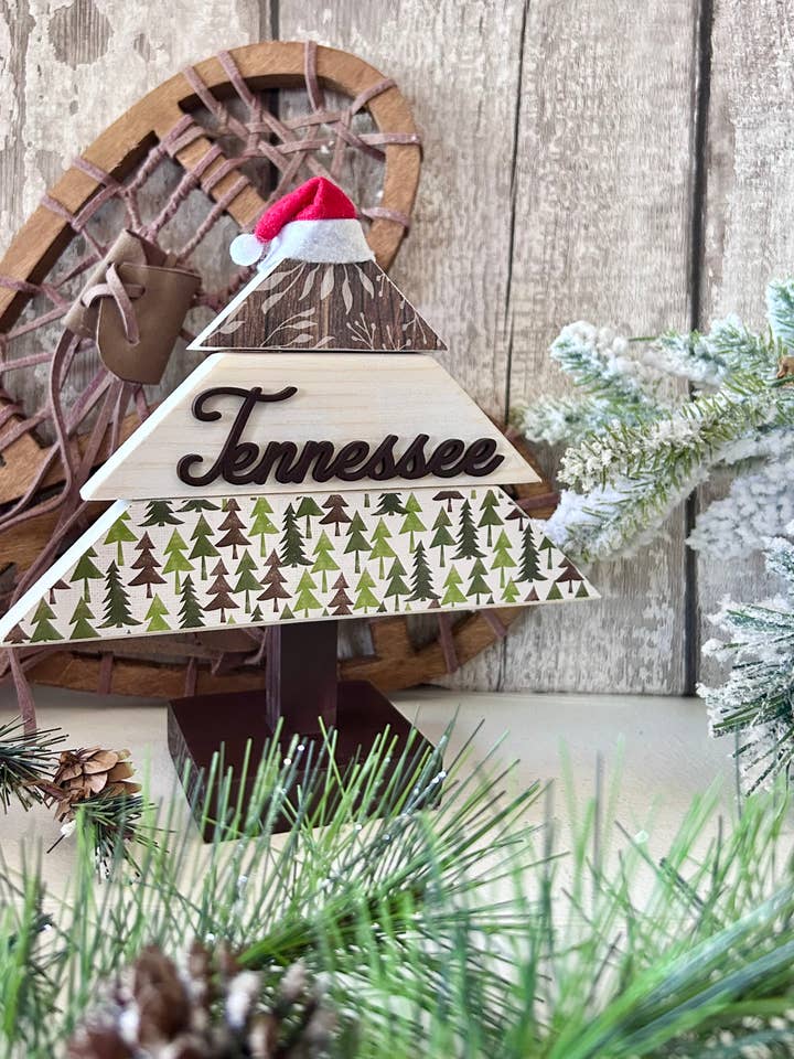 Tennessee Mountains (Santa Hat)-Mini Holiday Christmas Tree for wholesale by Vintage Addiction