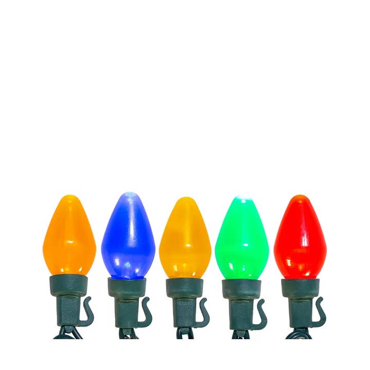 Kurt S. Adler, Inc. - Wholesale String Lights - 25L PEARL C7 MULTI LED GREEN WIRE SET