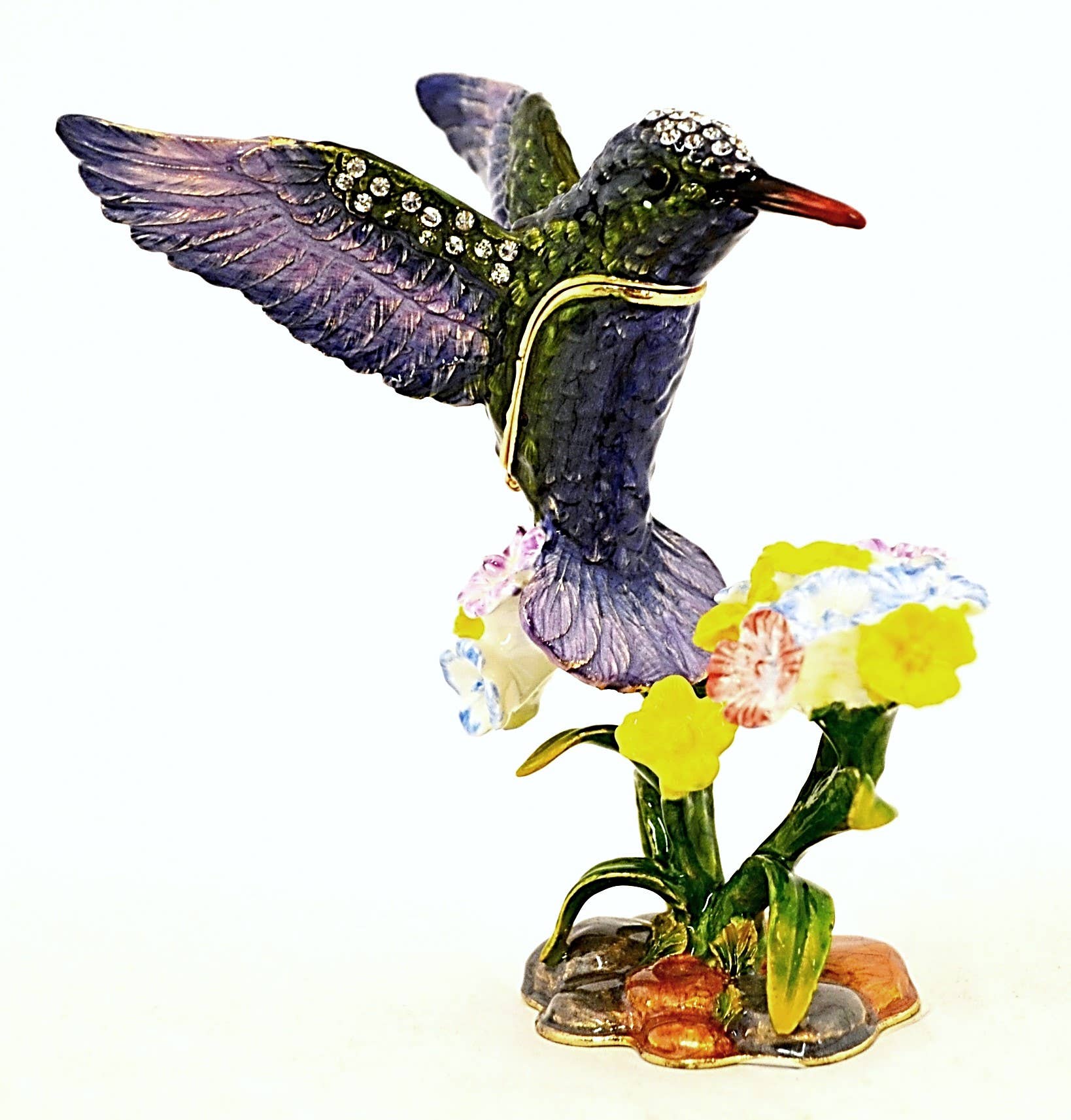 Ciel Collectables - Wholesale Jewelry Box/Organizer - Humming Bird Trinket Box. Hand Painted Purple Enamel1