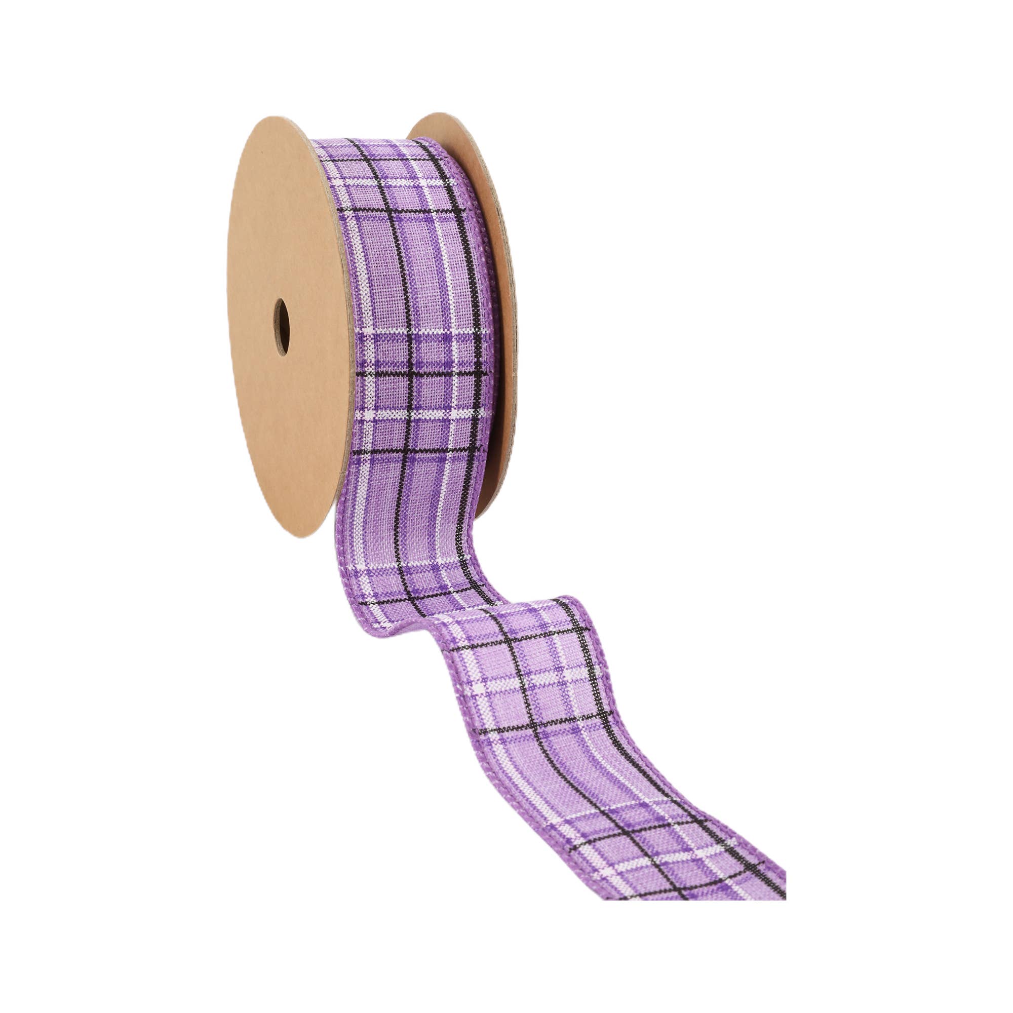 LA Ribbons Wholesale - Wholesale Ribbon - Gift Wrapping - Wired Ribbon | Purple/Spring Plaid | 10 Yard Roll2