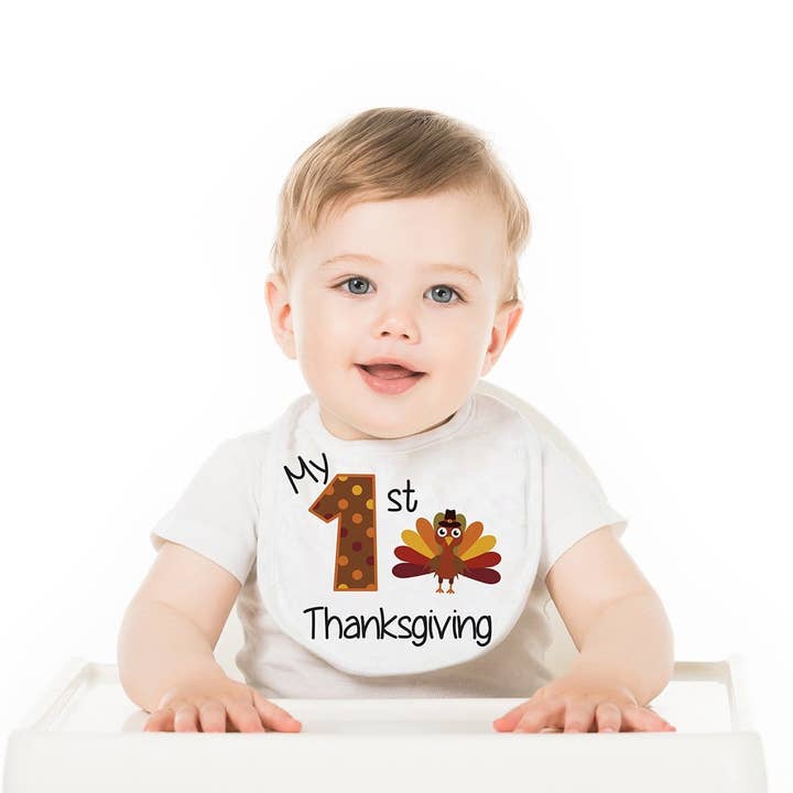 My First Thanksgiving Baby Bib for wholesale by Potter's Printing