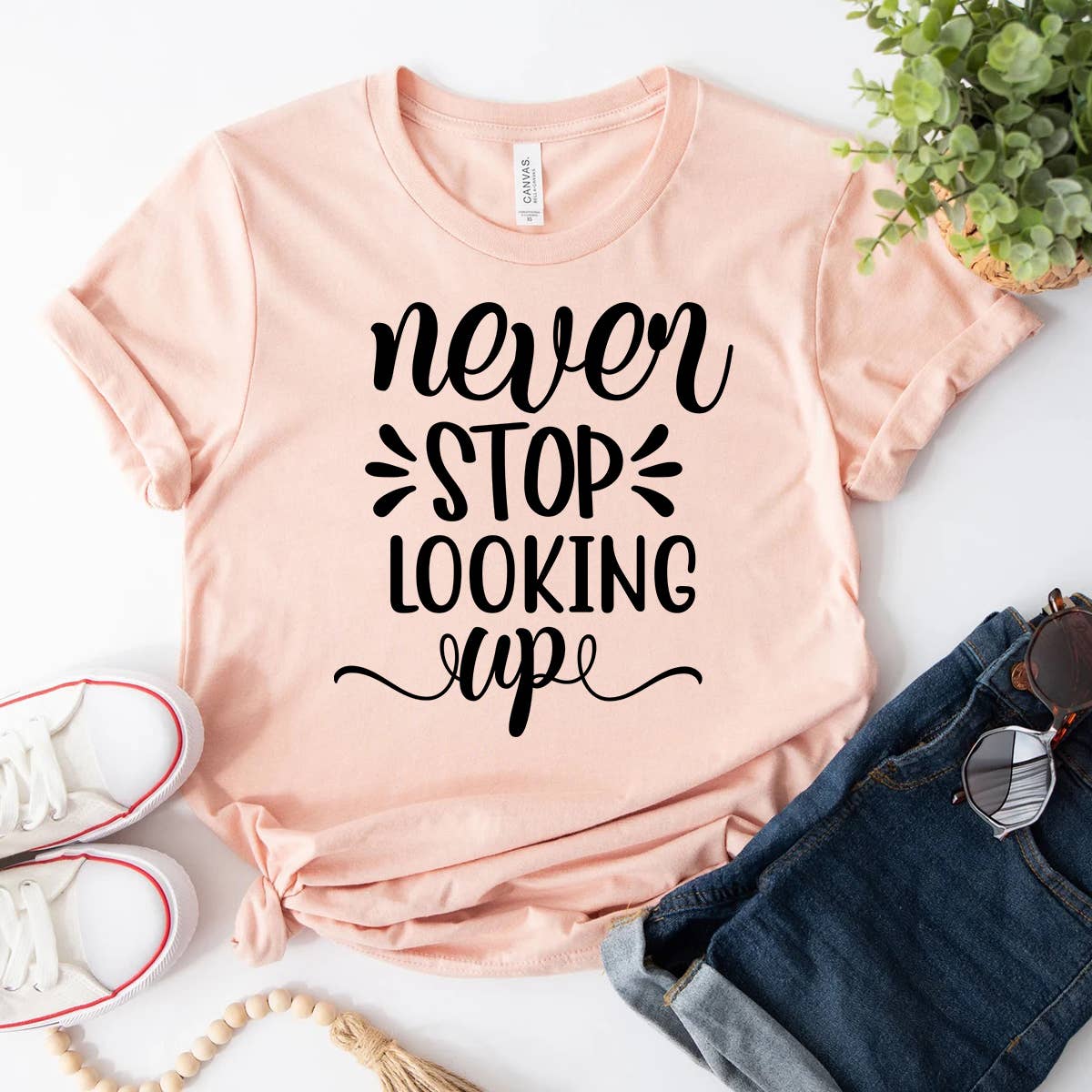 Himalayan Hymns - Wholesale Screen Printed T-Shirt - Women's - Never Stop Looking Up Shirt0