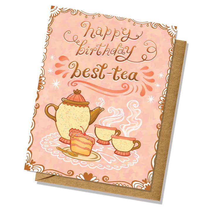"Happy Birthday Best-Tea" Card for wholesale by Lucky Mfg. Co.