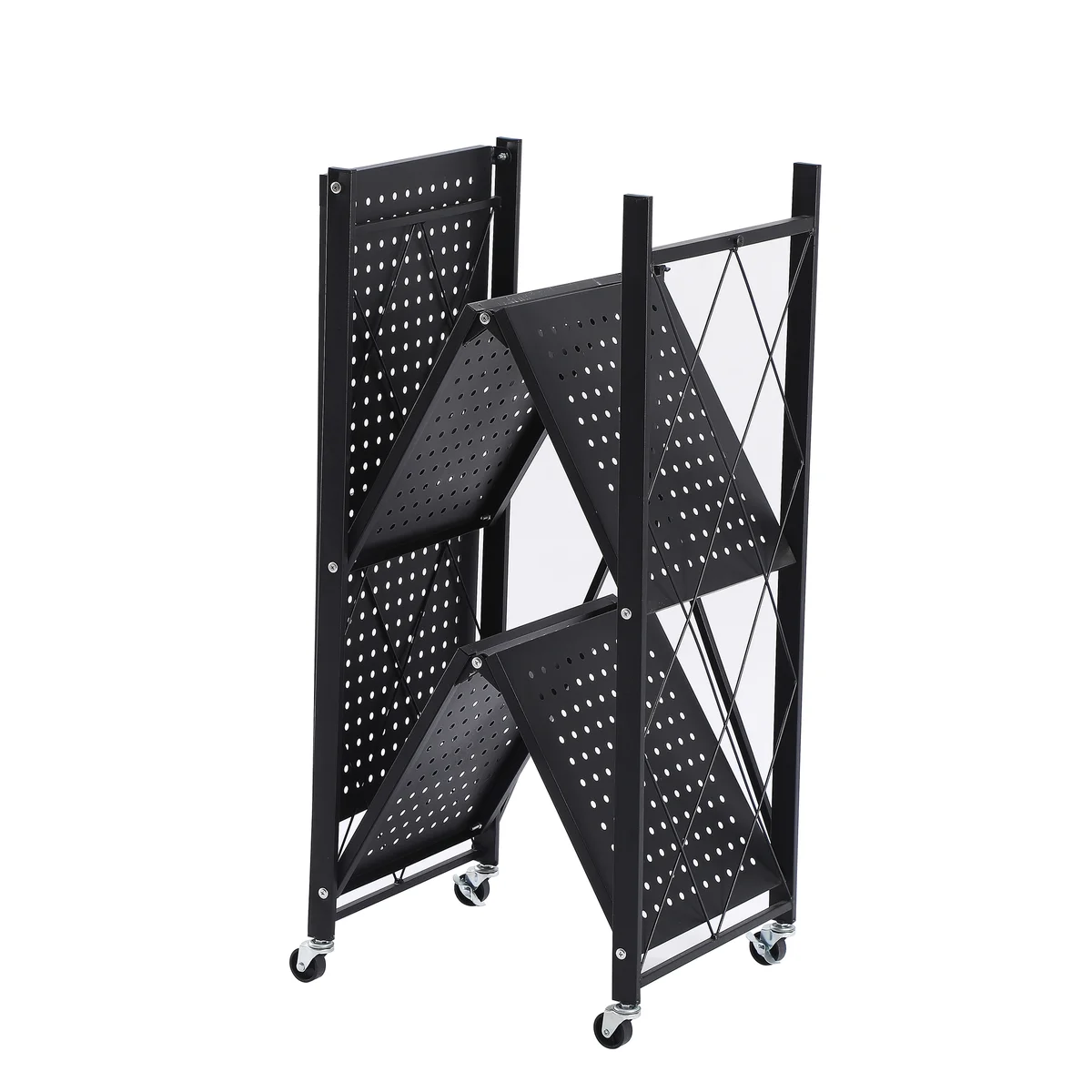 J&V TEXTILES - Wholesale Free Standing Shelf - Assembled Black Foldable Metal Storage Shelving Unit - 3 Sizes!15