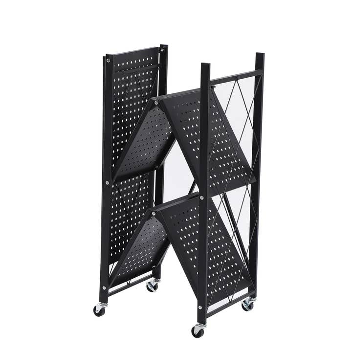 J&V TEXTILES - Wholesale Free-standing shelf - Assembled Black Foldable Metal Storage Shelving Unit - 3 Sizes!15