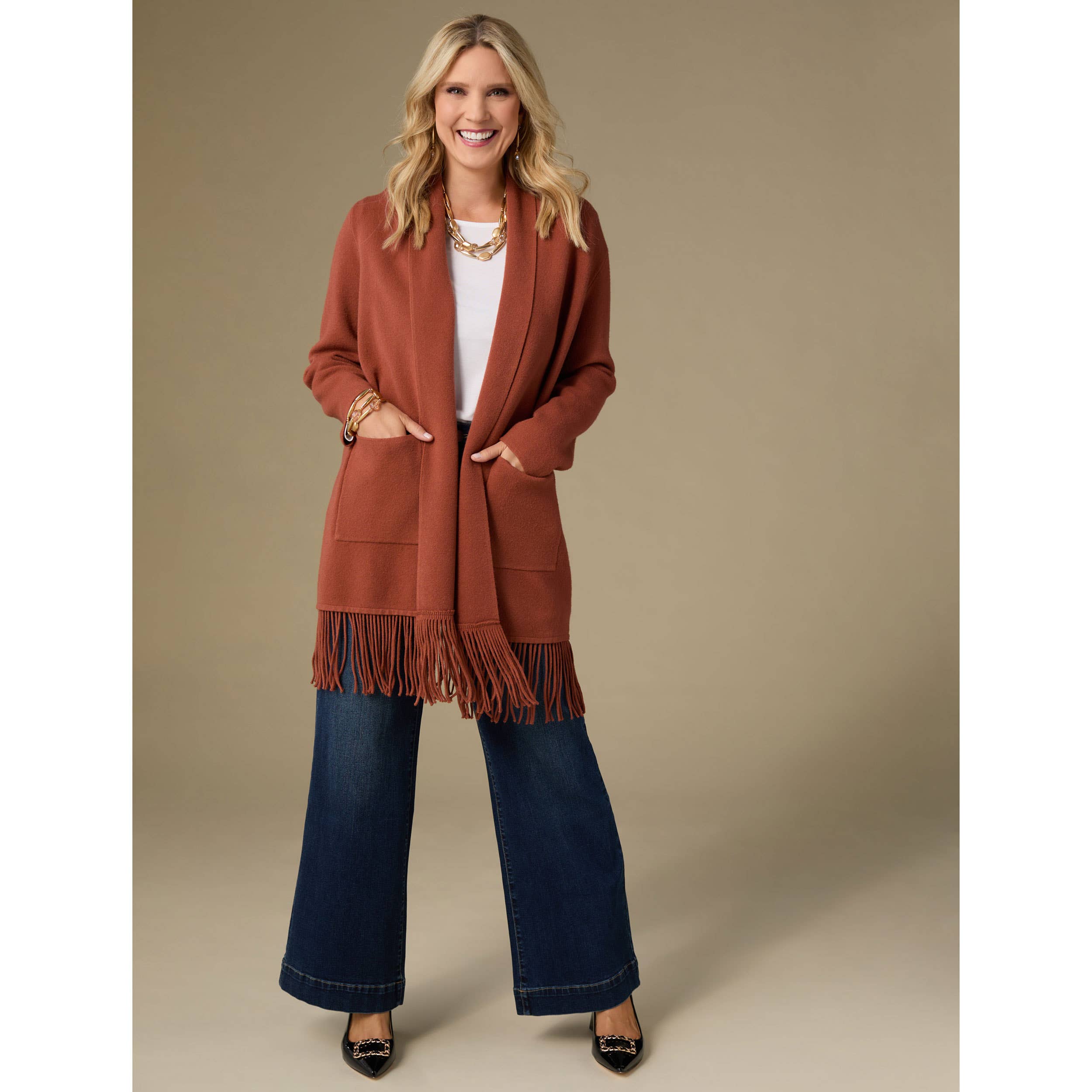COCO + CARMEN - Wholesale Jacket - Women's - Heavenly-Luxe Mid Length Cardigan with Fringe8