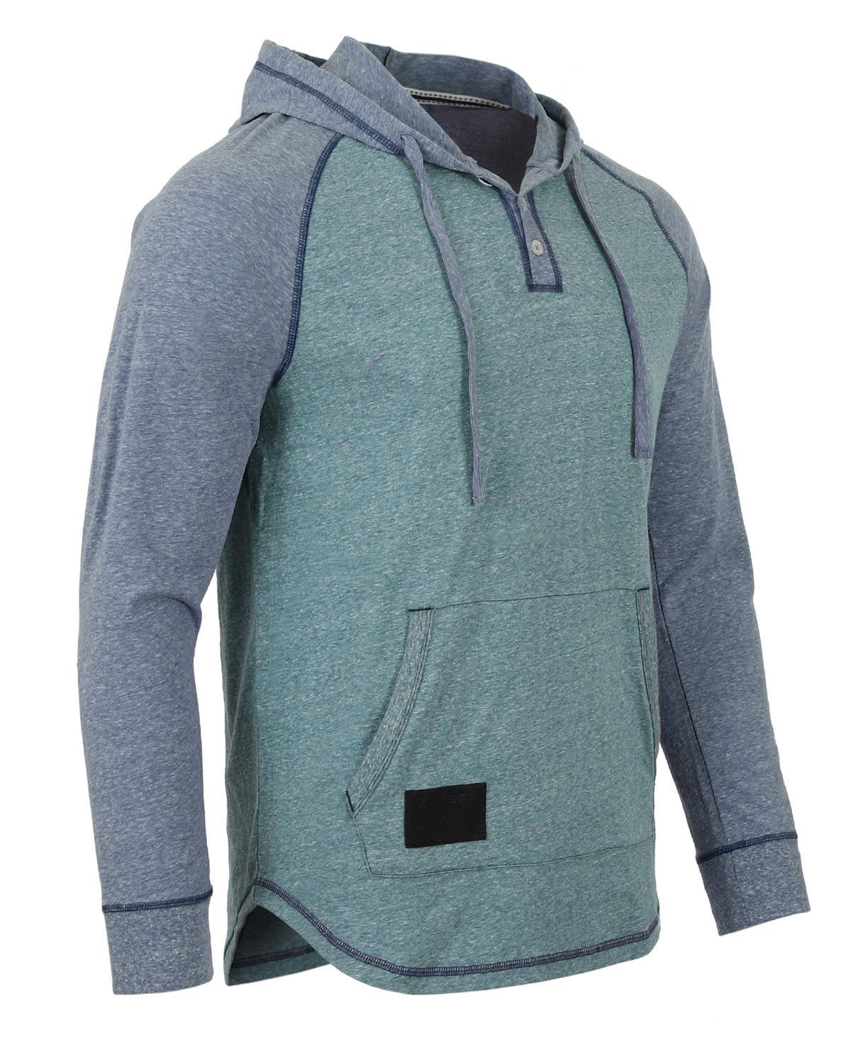 ZIMEGO – wholesale Hoodie - Herr – ZIMEGO herrhoddie med lång ärm, färgblock och henley-krage3