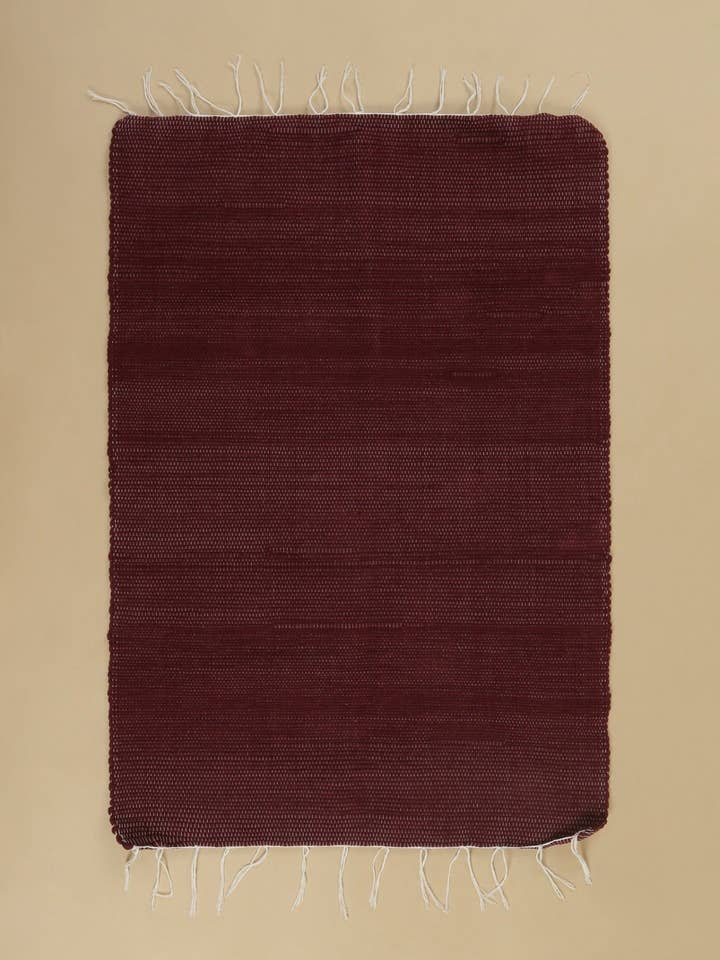 Cotton Handwoven Rug in Merlot Red - Small for wholesale by SŪQ