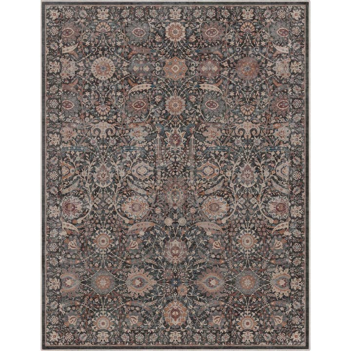 Well Woven – wholesale Area rug – Liana Vintage Oriental Charcoal Grey Flat-Weave Rug