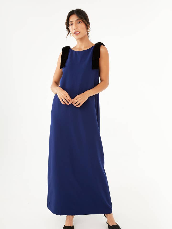 Michelle Gown Navy Crepe for wholesale by Abbey Glass