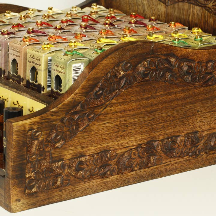 Prabhuji's Gifts – wholesale Retailer display – Beauty & wellness – Display Decorated Rack - Perfume Attar Oils Rack for 56 Tass