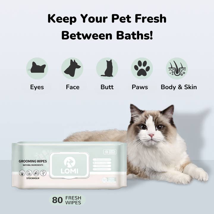 LOMI Pet Care - Wholesale Pet Grooming Aid - Dog - BAMBOO GROOMING WIPES -  PREMIUM SIZE4