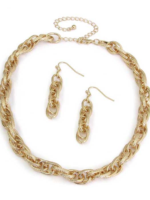 ( G261 ) CHUNKY METALLKETTEN-HALSKETTENSET für den Großhandel von Jewelry Max