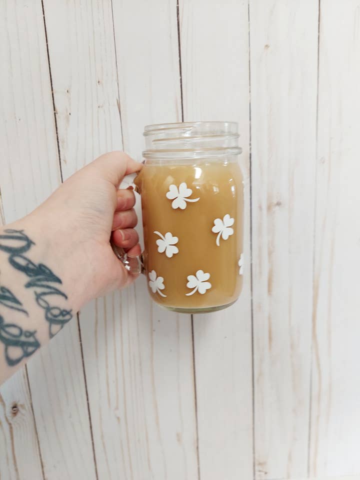 Barattolo di vetro Shamrock, San Patrizio, barattolo di vetro trifoglio per la vendita all'ingrosso da parte di AliceJoyCreations