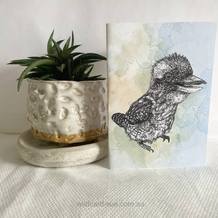 @wildcardsue - Wholesale Everyday greeting card - Kookaburra Card - Mu Mu the Kookaburra -