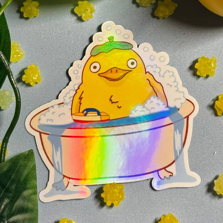 Bathhouse Duck Vinyl Sticker for wholesale by MysticalToastArt