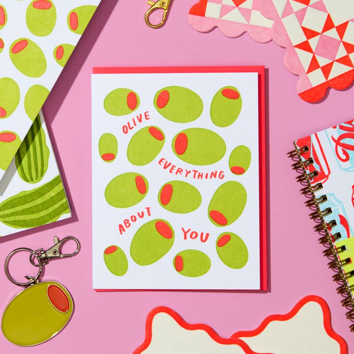 Oliven Alt ved dig Bogtryk Madkærlighedskort - Fremstillet i USA for engroshandel hos And Here We Are