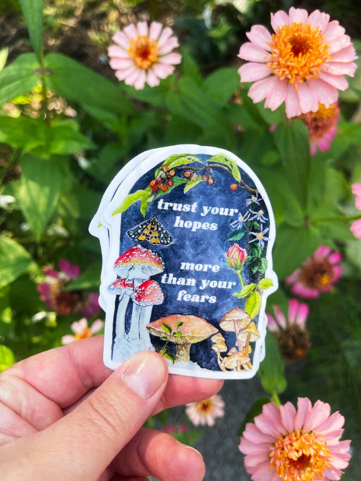 Mental Health Sticker: Trust Your Hopes More Than Your Fears for wholesale by Fabulously Feminist