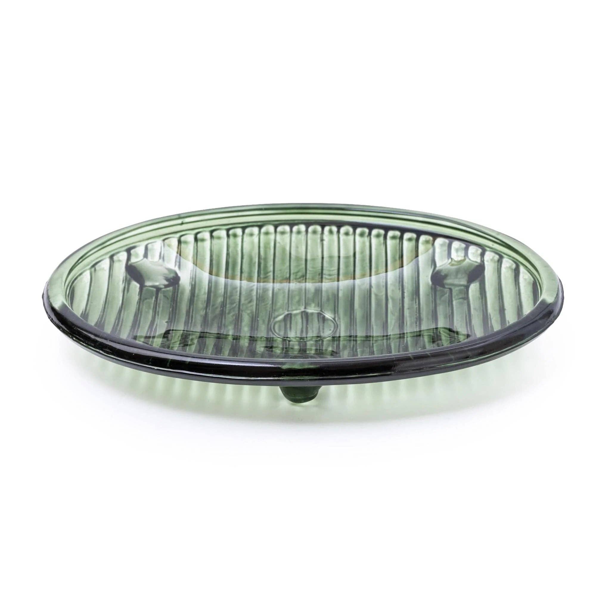 Candlelight Products Ltd – wholesale Bath soap dish – Green ribbed soap dish glass design 6PK2
