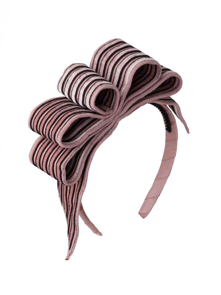 Cerchietto ad anello, in velluto, a righe rosa/nere per la vendita all'ingrosso da parte di Project 6 NY Kids