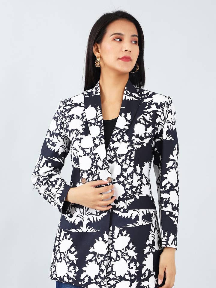 Jaipur Cotton Black Blazer (2) for wholesale by INDOPHILIA